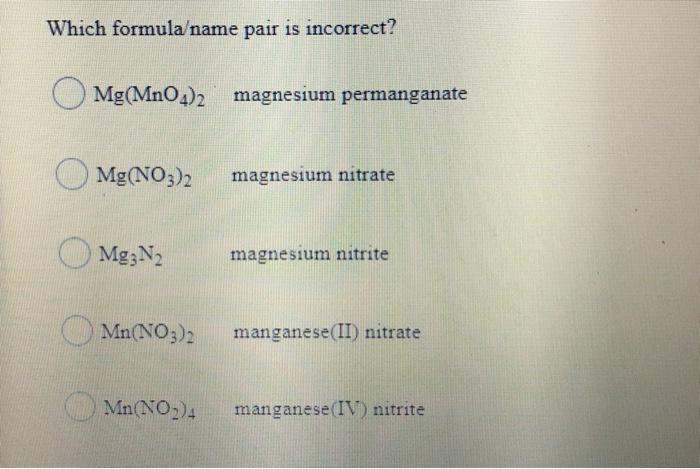 Solved feso4 incorrect formula pair name problem been has