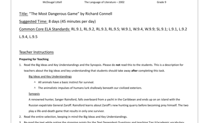 Study guide for the most dangerous game answer key
